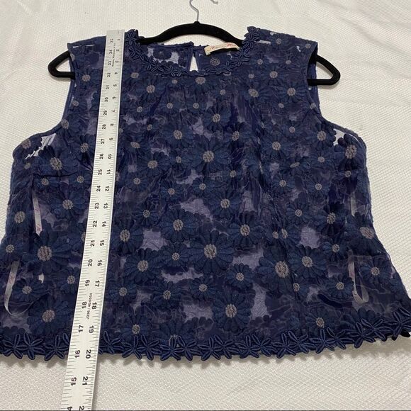 Alannah Hill‎ Navy Blue Daisy Sheer Top - Picture 4 of 9
